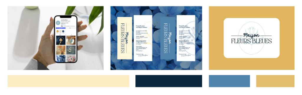 maison fleurs bleues branding stratégique identite visuelle